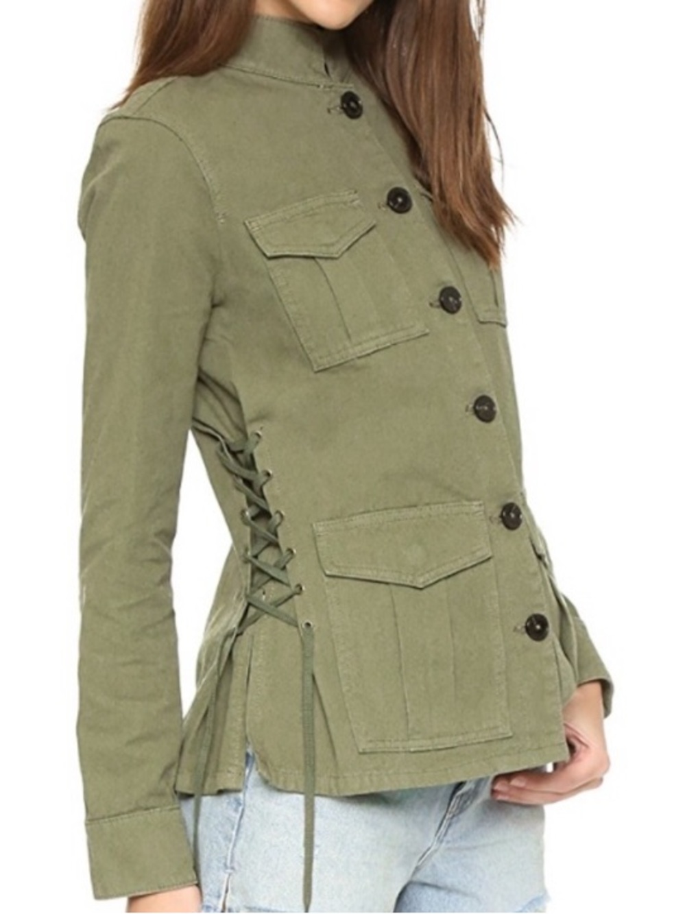 TORY BURCH Field Military Utility Lace Up Jacket Green Size XS
